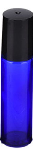 576 COBALT Essential Oil Roll On Glass Bottles 1/3 oz BLACK Cap & Glass Roller