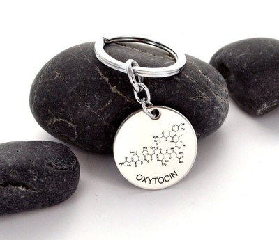 oxytocin molecule key chain, chemistry of motherly love
