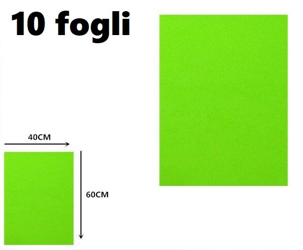 10 Fogli Gomma Liscia Eva 40x60cm Fogli Colore Verde Chiaro Scuola Decoupage dfh