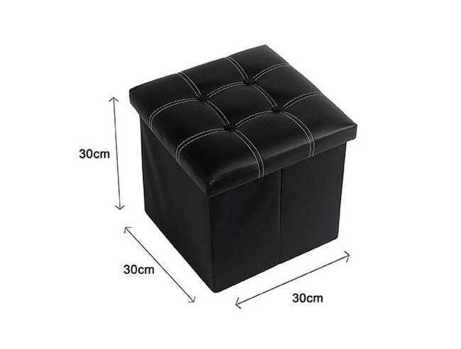 Pouff Puff Pouf Contenitore Imbottito Portaoggetti Seduta Nero 30x30x30cm dfh