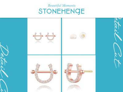 Pre-owned Stonehenge 14k Lucky U Earrings P1405 Female Jewelry Jun Jihyun And Han Sohee In White/colorless