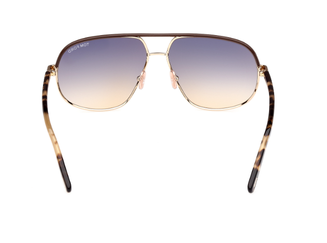 Pre-owned Tom Ford Ft1019 Maxwell 28f Rose Gold-blonde Havana/brown Gradient Sunglasses