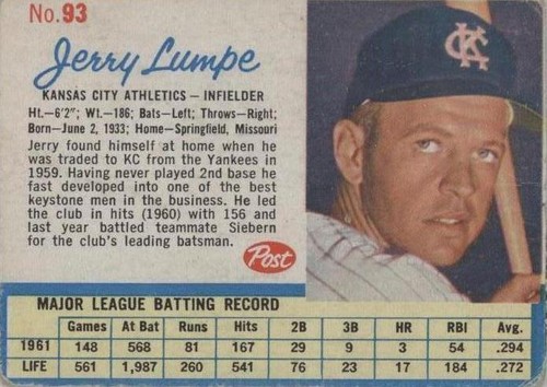 1962 Post - Jerry Lumpe #93