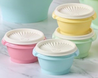 Tupperware Servalier Bowls Set Food 10 oz Containers & Seals Pastels New