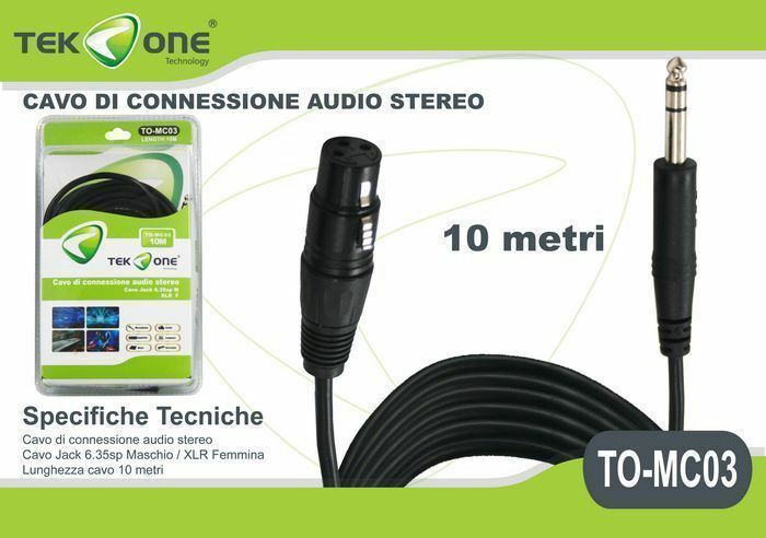 Cavo Di Connessione Stereo TeKone To-mc03 Jack 6,35mm XLR F Lunghezza 10mt hsb