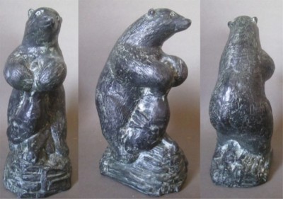 Polar Bear's Successful Seal Hunt Soap Stone Carving