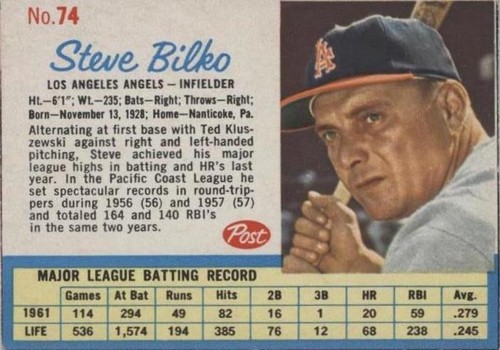 1962 Post - Steve Bilko #74
