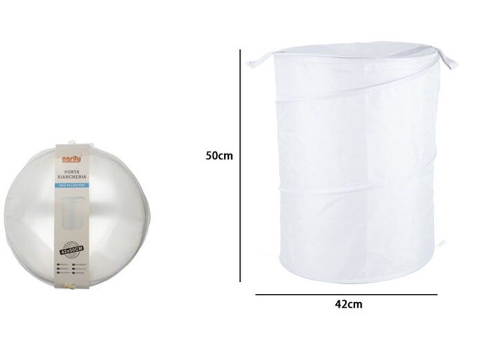 Cesto Contenitore Porta Biancheria Bucato Giochi Pieghevole 42x50cm Bianco dfh
