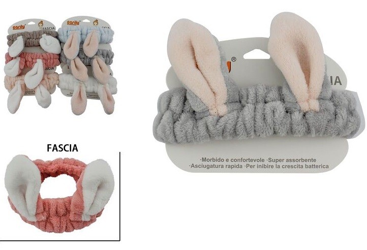 Fascia Capelli Doccia Shampoo Asciugamano Spugna Fiocco Orecchie 69505 dfh
