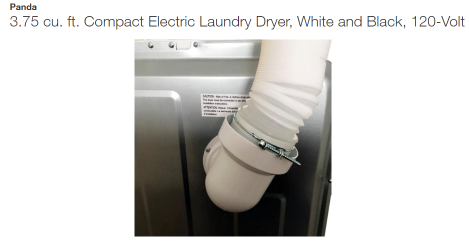 Panda Small Mini Compact Dryer 110V Stainless Steel Drum 1.50 cu ft Stackable