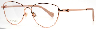 GUCCI GG1595O 002 Gold Womens Cat Eye Full Rim Eyeglasses 55-16-145 B:42