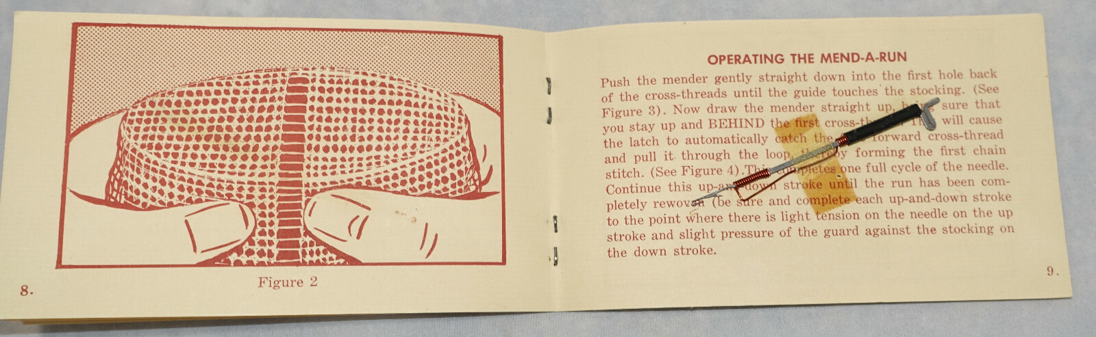 Vintage 1950's Mend-A-Run Sewing Kit Unique Mending Needle & Instructions NEW