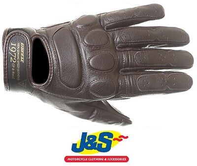Dainese Black Jack Leather Motorcycle Gloves Motorbike Brown Short Cuff J&S