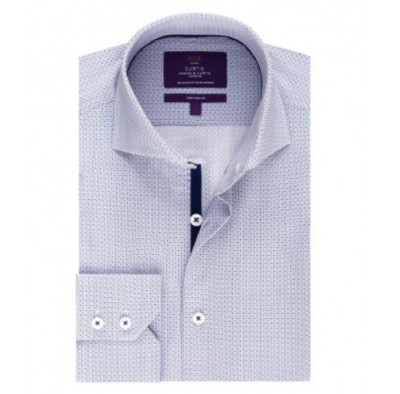  Hawes & Curtis fitted shirt blue geometric shapes Size M rrp £59.50 DH006 BB 04