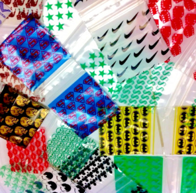 100 SMALL BAGGIES 1010 1'' X 1' MINI RESEALABLE POLY 10 MIXED DESIGNS PER 100