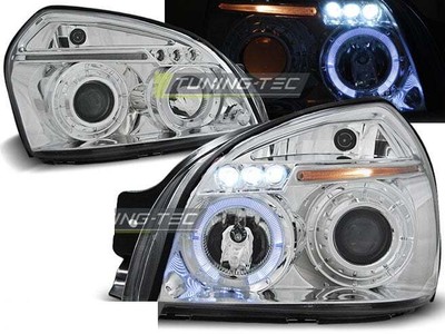 Faróis for Hyundai Tucson 04-10 Angel Eyes Chrome Frete Grátis AU LPHU01W XINO A