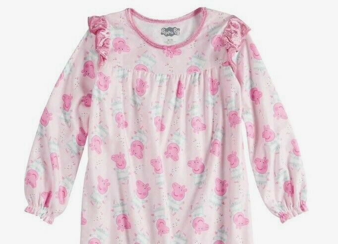 PEPPA Pig Nightgown Girl's size 4/5 NEW Warm Pink Flannel Pjs Gown Pajamas USA