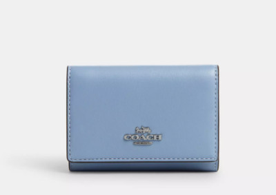 NWT COACH REFINE CALF LEATHER MICRO WALLET CR799  BAG PURSE TRIFOLD CORNFLOWER