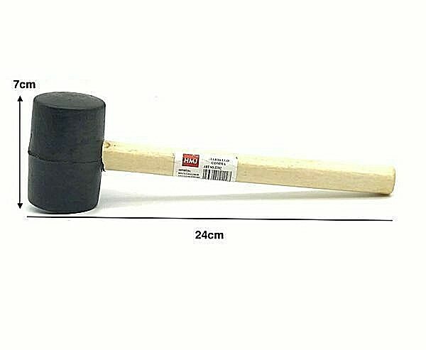 Martello Mazzuolo Testa in Gomma Manico Legno 300gr Piastrelle Carrozziere Hmj
