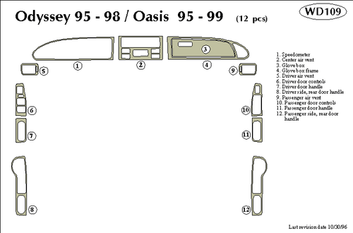 HONDA ODYSSEY 1995 1996 1997 1998 DASH TRIM KIT