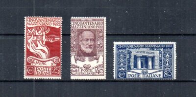 ITALY. 1922 SCOTT# 140-142 COMPLETE SET. GIUSEPPE MAZZINI. PATRIOT AND WRITER.