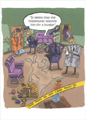 Easter Bunny Crime Scene - Designer Greetings Funny Easter Card