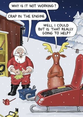 Funny Christmas Card Santa Sleigh Rudolph Joke - Humorous Festive Xmas Card