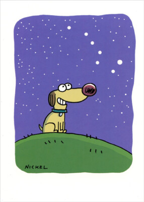 Dog Looking At Constellation Funny Thank You Card by Oatmeal Studios