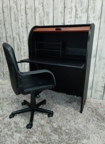 Roll Top Desk Office Chair Black Used Furniture In Pinchbeck