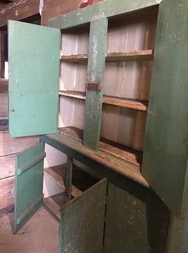 Original, Antiques, Large Primitive Kitchen Cupboard, Good Condition