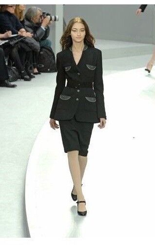 NEW Chanel SUIT Black JACKET + SKIRT Blazer Coat WOOL SILK NEW Chanel SUIT Black JACKET + SKIRT Blazer Coat WOOL SILK
