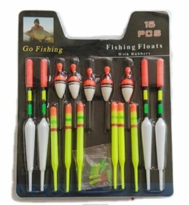 1 set (15 pcs) of vertical buoys/floats/bobbers for fishing, 3 sizes~FREE Ship