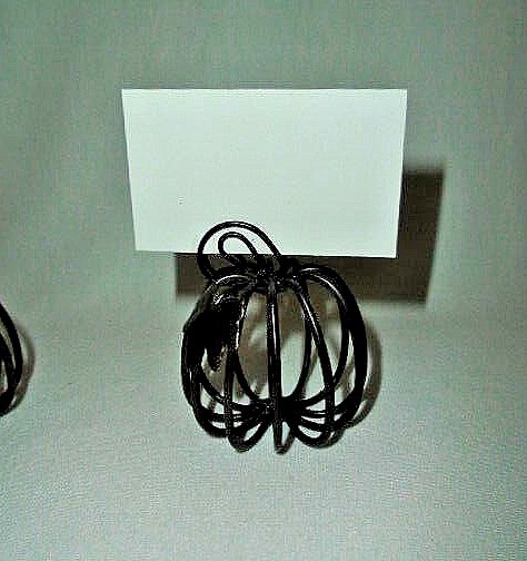 Set 8 Wire Pumpkin Photo Place Card Holders Farm House Wedding Oil Rubbed Bronze