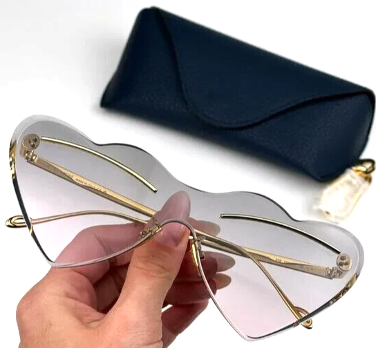 Pre-owned Loewe Lw 40087u 30b Gold W/grey Heart Gradient Lens Authentic Sunglasses 150-0 In Gray