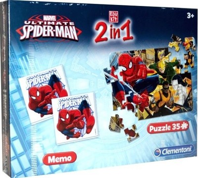 ,CLEMENTONI, Memo game + Puzzle 35 Piezas SPIDERMAN, , CLE13331