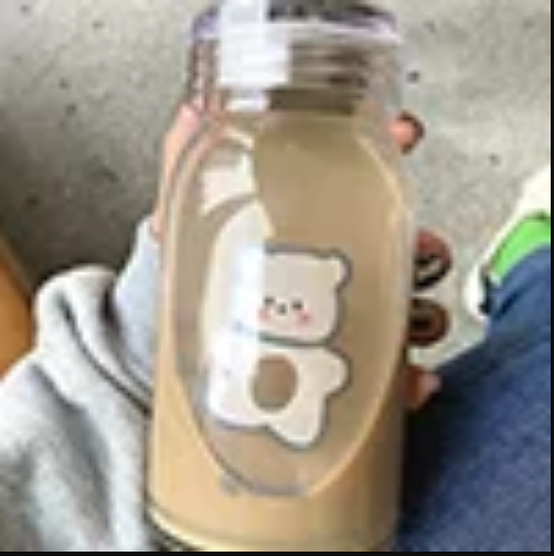 Cute Kawaii Bear Water Bottle with Straw Kids Cartoon Plastic Drinking Water Cup