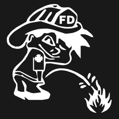 fireman pissing on fire window decal sticker