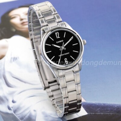 Casio Women's Watch Metal Band Silver Black Original New LTP-V005D-1B