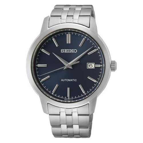 Pre-owned Seiko Men's Blue Dial Silver Stainless Steel Band Automatic Watch