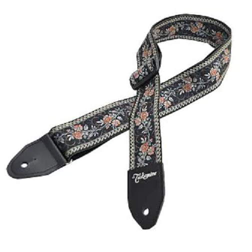 Takamine Guitar Strap Black Floral Pattern TGS-6 BL Acoustic
