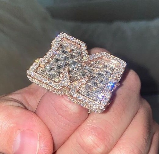 Pre-owned Online0369 3.88ct Cubic Zirconia Custom Any 3d Initial Letter Fully Filled Ring Silver In White