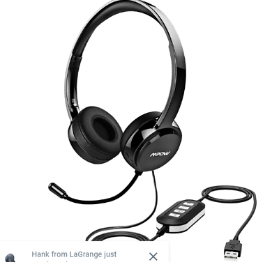 MPOW USB Headset HC6 Model BH328A w Mic 3.5mm Black PC Headset Microphone