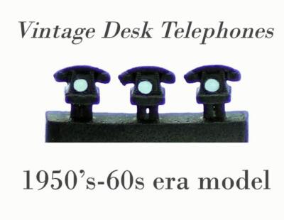 O Scale Telephones desktop 1950s-60s style 3 Pack Painted
