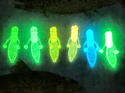 90 Jigs-6pkgs-1'' GLOW Multi-Color Fishing Crappie Ice Soft Plastic Micro Ice