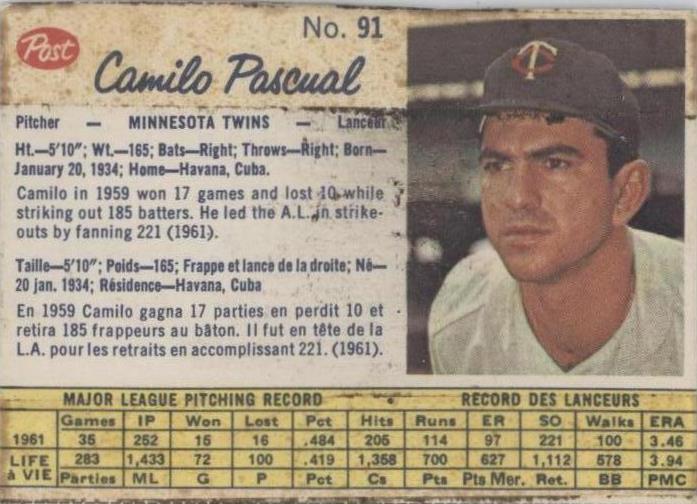 Correo canadiense 1962 - Camilo Pascual #91
