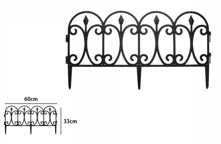 Staccionata In Plastica Nero Giardino Steccato Patio 60x33cm dfh