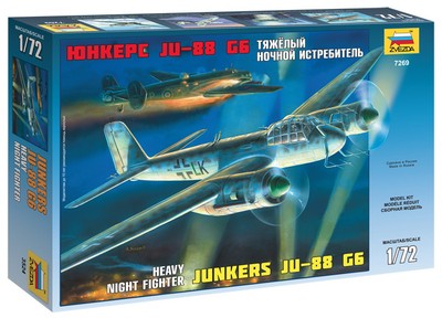 ZVEZDA 7269 GERMAN HEAVY NIGHT FIGHTER JUNKERS JU-88 G6 SCALE MODEL KIT 1/72