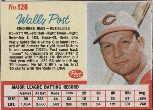 1962 Post - Wally Post #128