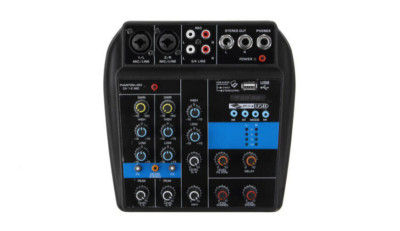 4 Channel Bluetooth Mini Audio Mixer Amplifier Console 48V Phantom Power