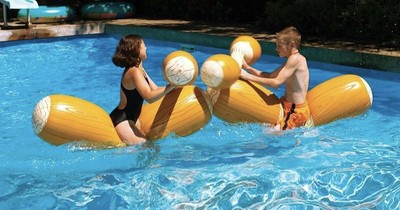 Swimline 9084 Inflatable Swimming Pool Log Joust Floating Toy Battle Set For Kid